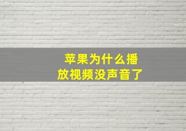 苹果为什么播放视频没声音了