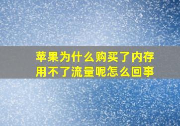 苹果为什么购买了内存用不了流量呢怎么回事