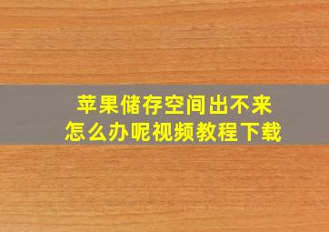 苹果储存空间出不来怎么办呢视频教程下载