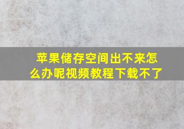 苹果储存空间出不来怎么办呢视频教程下载不了