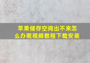 苹果储存空间出不来怎么办呢视频教程下载安装