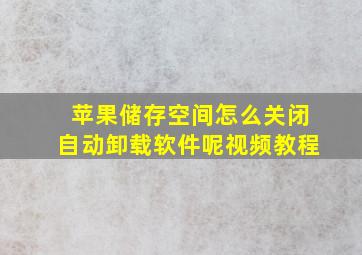 苹果储存空间怎么关闭自动卸载软件呢视频教程