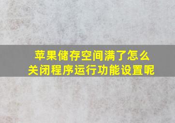 苹果储存空间满了怎么关闭程序运行功能设置呢