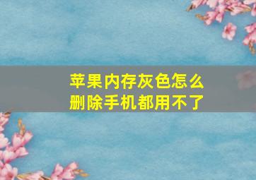 苹果内存灰色怎么删除手机都用不了