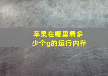 苹果在哪里看多少个g的运行内存