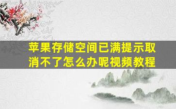 苹果存储空间已满提示取消不了怎么办呢视频教程