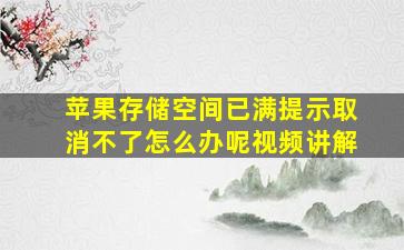 苹果存储空间已满提示取消不了怎么办呢视频讲解