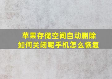 苹果存储空间自动删除如何关闭呢手机怎么恢复