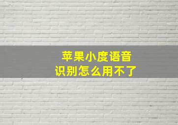 苹果小度语音识别怎么用不了