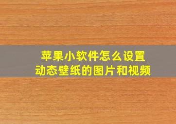 苹果小软件怎么设置动态壁纸的图片和视频