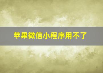 苹果微信小程序用不了