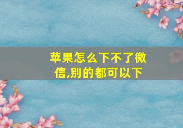 苹果怎么下不了微信,别的都可以下