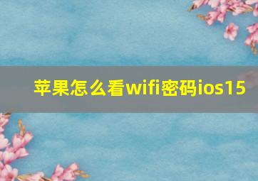 苹果怎么看wifi密码ios15