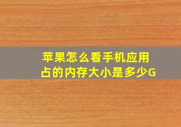 苹果怎么看手机应用占的内存大小是多少G