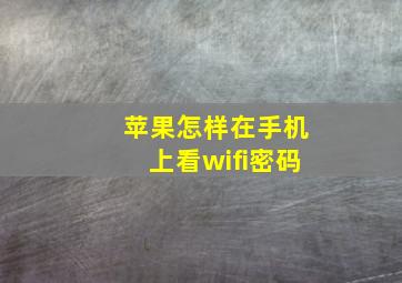 苹果怎样在手机上看wifi密码