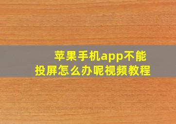 苹果手机app不能投屏怎么办呢视频教程