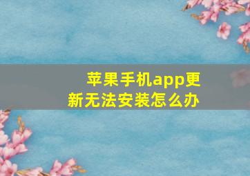 苹果手机app更新无法安装怎么办