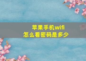 苹果手机wifi怎么看密码是多少