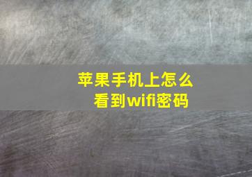 苹果手机上怎么看到wifi密码