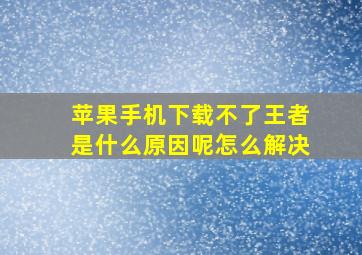 苹果手机下载不了王者是什么原因呢怎么解决