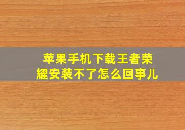 苹果手机下载王者荣耀安装不了怎么回事儿