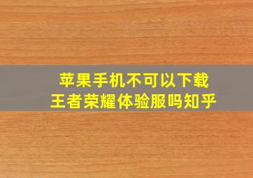 苹果手机不可以下载王者荣耀体验服吗知乎