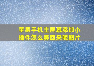 苹果手机主屏幕添加小插件怎么弄回来呢图片