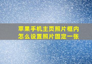 苹果手机主页照片框内怎么设置照片固定一张