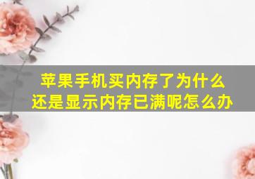 苹果手机买内存了为什么还是显示内存已满呢怎么办