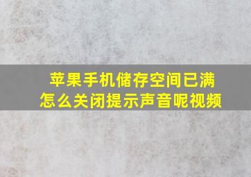 苹果手机储存空间已满怎么关闭提示声音呢视频