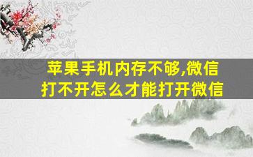 苹果手机内存不够,微信打不开怎么才能打开微信