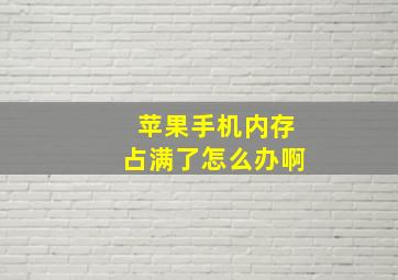 苹果手机内存占满了怎么办啊