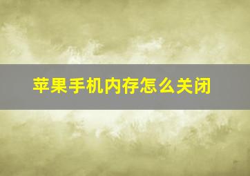 苹果手机内存怎么关闭