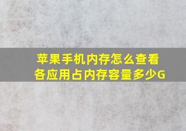 苹果手机内存怎么查看各应用占内存容量多少G