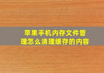 苹果手机内存文件管理怎么清理缓存的内容