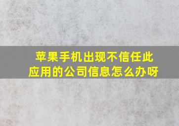 苹果手机出现不信任此应用的公司信息怎么办呀