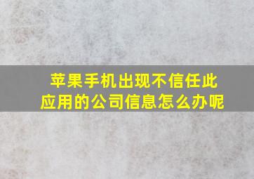 苹果手机出现不信任此应用的公司信息怎么办呢