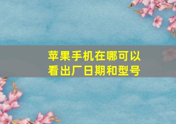 苹果手机在哪可以看出厂日期和型号