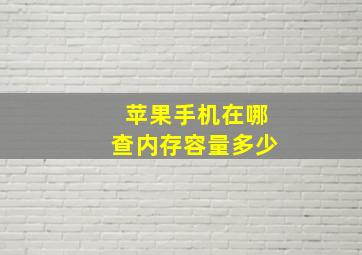 苹果手机在哪查内存容量多少