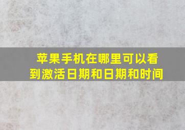 苹果手机在哪里可以看到激活日期和日期和时间