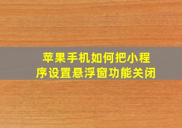 苹果手机如何把小程序设置悬浮窗功能关闭