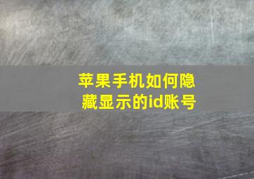 苹果手机如何隐藏显示的id账号