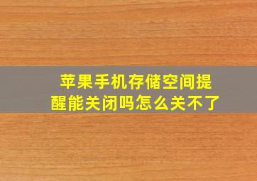 苹果手机存储空间提醒能关闭吗怎么关不了