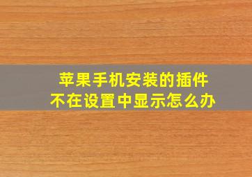 苹果手机安装的插件不在设置中显示怎么办