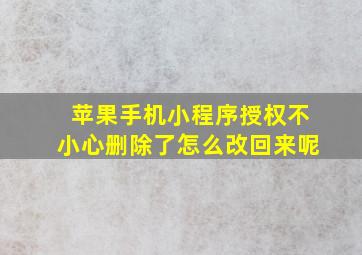 苹果手机小程序授权不小心删除了怎么改回来呢