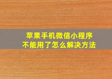 苹果手机微信小程序不能用了怎么解决方法