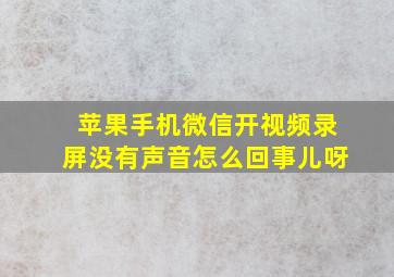 苹果手机微信开视频录屏没有声音怎么回事儿呀