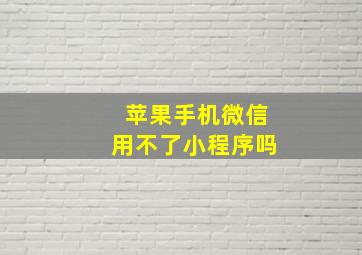 苹果手机微信用不了小程序吗