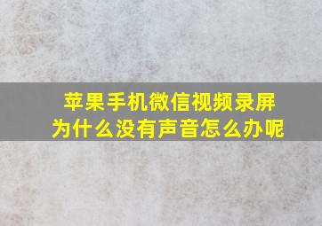 苹果手机微信视频录屏为什么没有声音怎么办呢