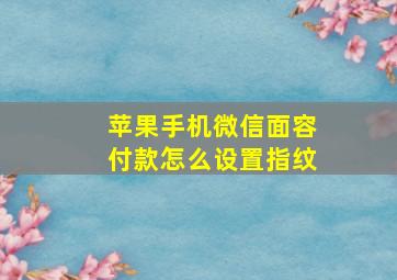 苹果手机微信面容付款怎么设置指纹